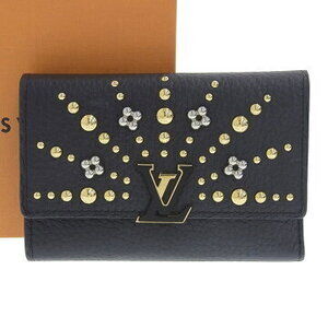 Louis Vuitton Taurillon Portefeuille Wallet Capucines Folding Noir Black Studs